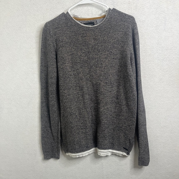 Denim & Flower Other - Denim & Flower Ricky Singh Layered Knit Long Sleeve Shirt Gray Size Medium